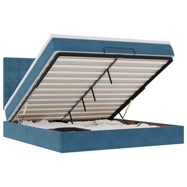 vidaXL Estructura de cama otomana colchones terciopelo azul oscuro
