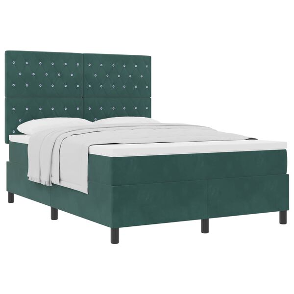 vidaXL Cama tipo Box Spring Verde oscuro 140 x 190 cm Terciopelo