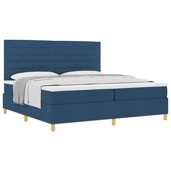 vidaXL Cama tipo Box Spring con colch&oacute;n Azul 200 x 200 cm tela