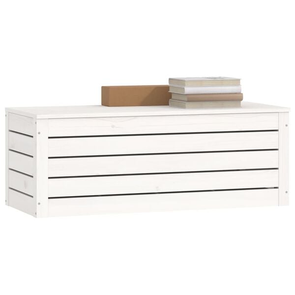 vidaXL Caja de almacenaje madera maciza de pino blanco 89x36,5x33 cm