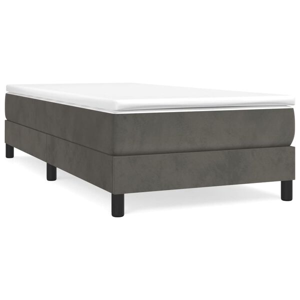 vidaXL Cama box spring con colch&oacute;n terciopelo gris oscuro 90x200 cm
