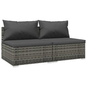 vidaXL Set de muebles de jard&iacute;n 2 pzas y cojines rat&aacute;n sint&eacute;tico gris