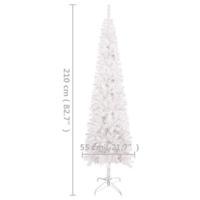 vidaXL Árbol de Navidad delgado iluminado con luces blanco 210 cm