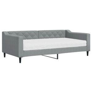 vidaXL Sof&aacute; cama con colch&oacute;n tela gris claro 90x190 cm