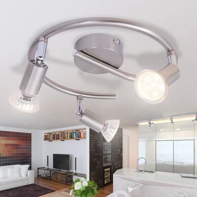 vidaXL Lámpara de techo con 3 focos LED de níquel satinado