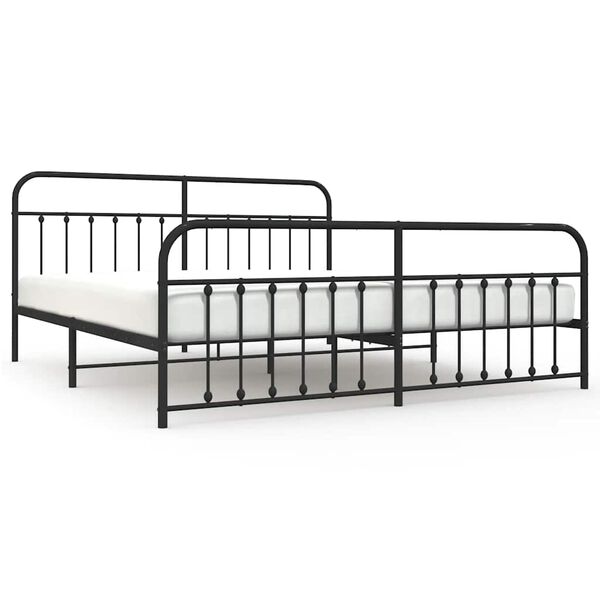 vidaXL Estructura cama sin colch&oacute;n con estribo metal negro 200x200 cm