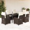 vidaXL Set comedor de jard&iacute;n 7 pzas con cojines rat&aacute;n sint&eacute;tico marr&oacute;n