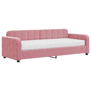 vidaXL Sof&aacute; cama con colch&oacute;n terciopelo rosa 80x200 cm