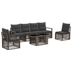 vidaXL Conjunto de sof&aacute;s de jard&iacute;n 7 uds. Gris y Gris Oscuro