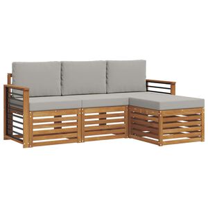 vidaXL Conjunto de sof&aacute;s de exterior 4 pcs Gris Natural y Claro