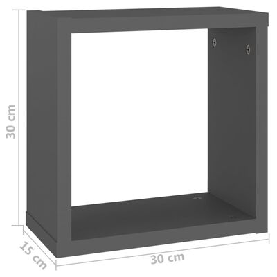 vidaXL Estantes cubo de pared 2 unidades gris 30x15x30 cm
