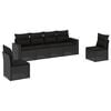 vidaXL Set de sof&aacute;s de jard&iacute;n 6 piezas y cojines rat&aacute;n sint&eacute;tico negro