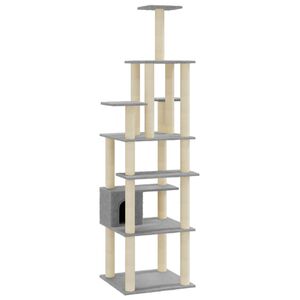 vidaXL Rascador para gatos con postes de sisal gris claro 183 cm