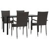vidaXL Juego de comedor de jard&iacute;n 5 piezas rat&aacute;n sint&eacute;tico marr&oacute;n
