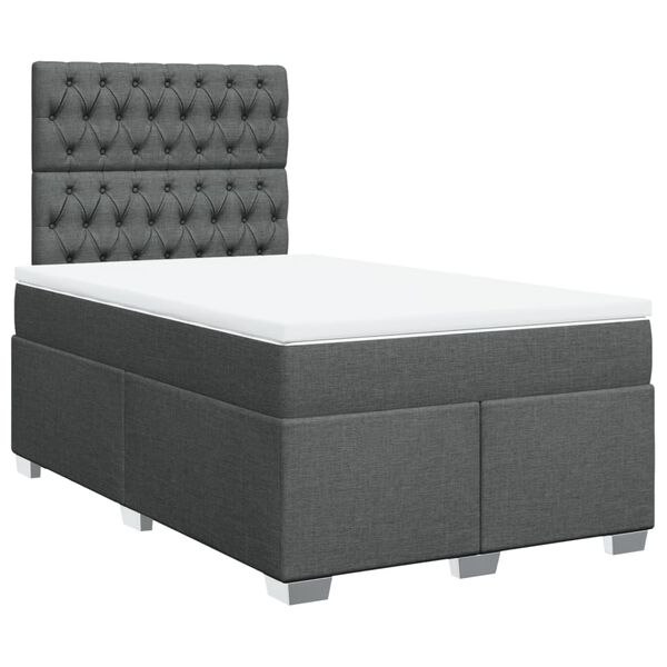 vidaXL Cama box spring con colch&oacute;n tela gris oscuro 120x190 cm