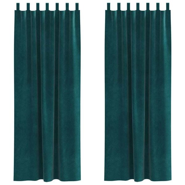 vidaXL Cortinas opacas 2 pcs Verde oscuro 140 x 260 cm Terciopelo