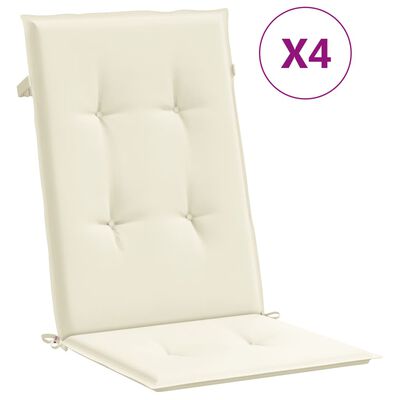 vidaXL Cojín silla de jardín respaldo alto 4 uds tela crema 120x50x3cm