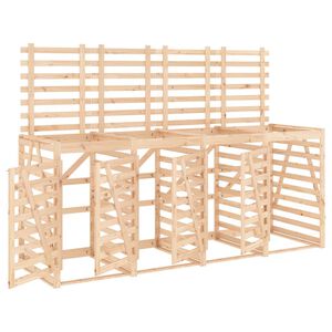 vidaXL Cobertizo cu&aacute;druple para cubos de basura madera maciza de pino
