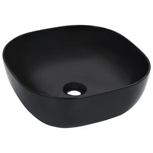 vidaXL Lavabo 42,5x42,5x14,5 cm cer&aacute;mica negro