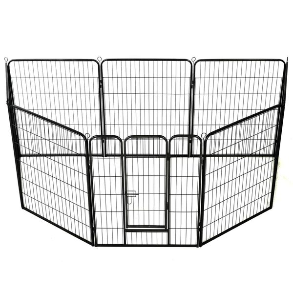 vidaXL Corral para perros 8 paneles de acero 80x100 cm negro