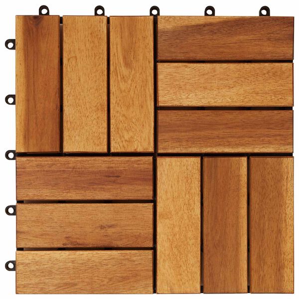 vidaXL Tile de Decking 10 pcs Marr&oacute;n 30 x 30 cm Madera de Acacia