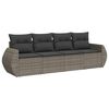 vidaXL Set de sof&aacute;s de jard&iacute;n 4 pzas y cojines rat&aacute;n sint&eacute;tico gris