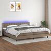 vidaXL Cama box spring colch&oacute;n y luces LED tela gris taupe 200x200 cm