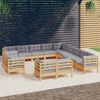 vidaXL Juego de muebles de jard&iacute;n 13 pzas y cojines madera maciza pino