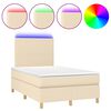 vidaXL Cama box spring con colch&oacute;n y luces LED tela crema 120x190 cm