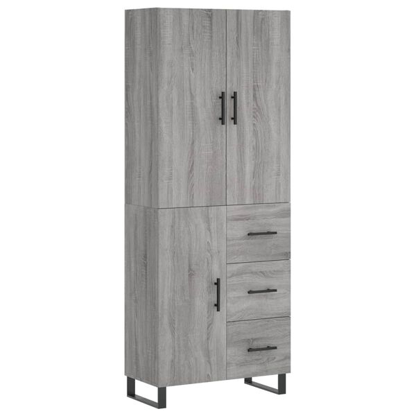 vidaXL Aparador alto madera contrachapada gris sonoma 69,5x34x180 cm