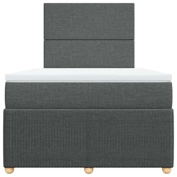 vidaXL Cama box spring con colch&oacute;n tela gris oscuro 120x190 cm
