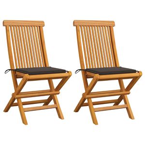vidaXL Sillas de jard&iacute;n 2 uds con cojines gris taupe madera de teca