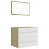 vidaXL Set de muebles de ba&ntilde;o 2 pzas madera contrachapada blanco roble