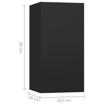 vidaXL Muebles de salón 7 uds madera ingeniería negro 30,5x30x60 cm