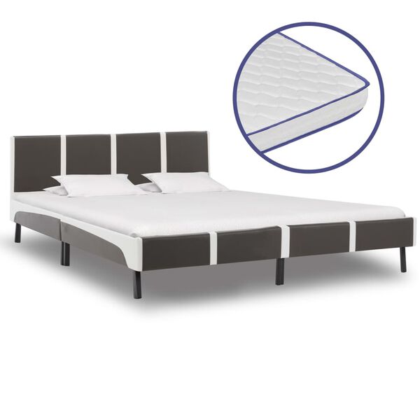 vidaXL Cama con colch&oacute;n viscoel&aacute;stico cuero sint&eacute;tico 180x200 cm