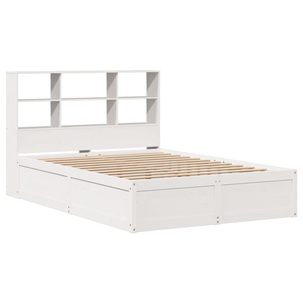 vidaXL Estructura de cama sin colch&oacute;n madera de pino blanco 135x190 cm