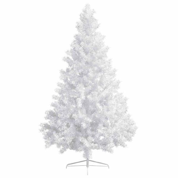 vidaXL Medio &aacute;rbol de Navidad con luces y bolas blanco 120 cm