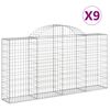 vidaXL Cestas de gaviones 9 uds forma de arco hierro 200x30x100/120 cm