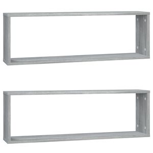 vidaXL Estante c&uacute;bico de pared 2 uds madera gris Sonoma 80x15x26,5cm