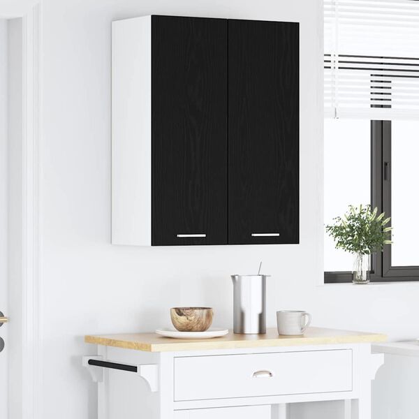 vidaXL Mueble colgante con puerta 2 pcs Roble Negro y 30 x 31 x 80 cm