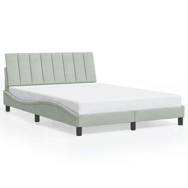 vidaXL Estructura de cama sin colch&oacute;n Hanko terciopelo gris claro 140x190 cm