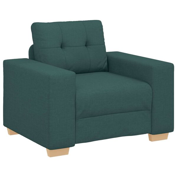 vidaXL Sof&aacute; 3 pcs Verde oscuro 221 x 80 x 80 cm Tejido mezcla de lino