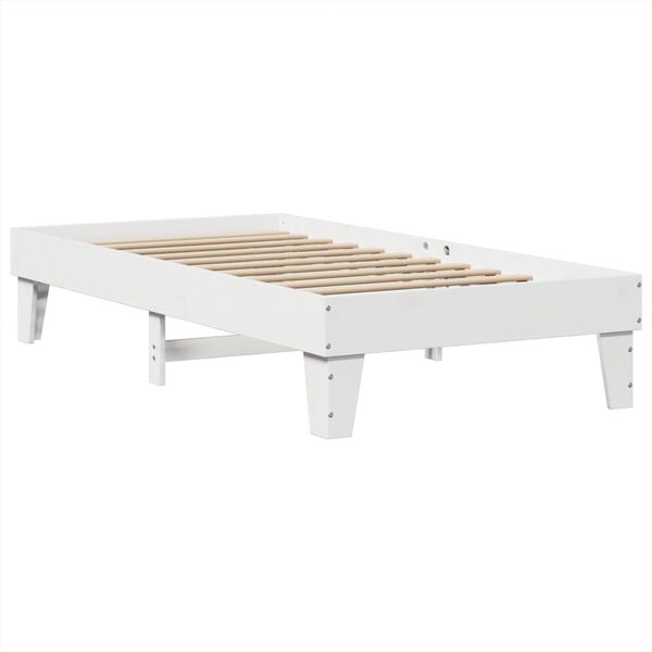 vidaXL Estructura de cama sin colch&oacute;n madera maciza blanca 75x190 cm