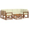 vidaXL Conjunto de sof&aacute;s de exterior con coj&iacute;n 7 pcs Natural y Crema