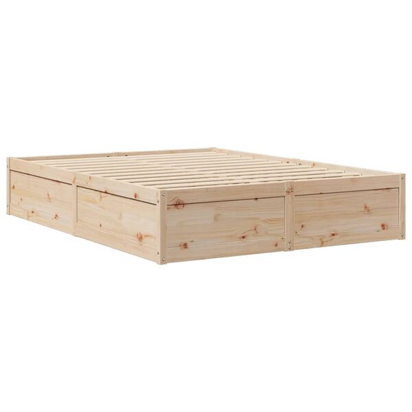 vidaXL Estructura de cama sin colch&oacute;n madera maciza de pino 140x190 cm