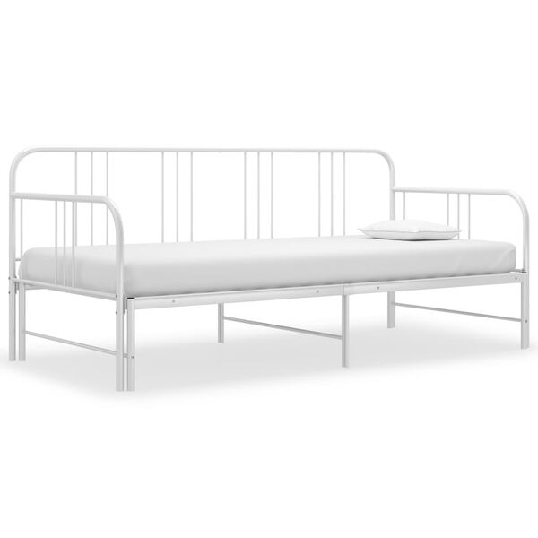 vidaXL Sof&aacute; cama extra&iacute;ble sin colch&oacute;n metal blanco 90x200cm