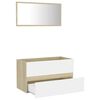 vidaXL Set de muebles de ba&ntilde;o 2 pzas madera contrachapada blanco roble