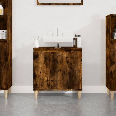 vidaXL Armario de lavabo madera contrachapada roble ahumado 58x33x60cm