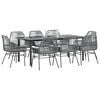 vidaXL Juego comedor jard&iacute;n 9 pzas cojines rat&aacute;n sint&eacute;tico vidrio gris