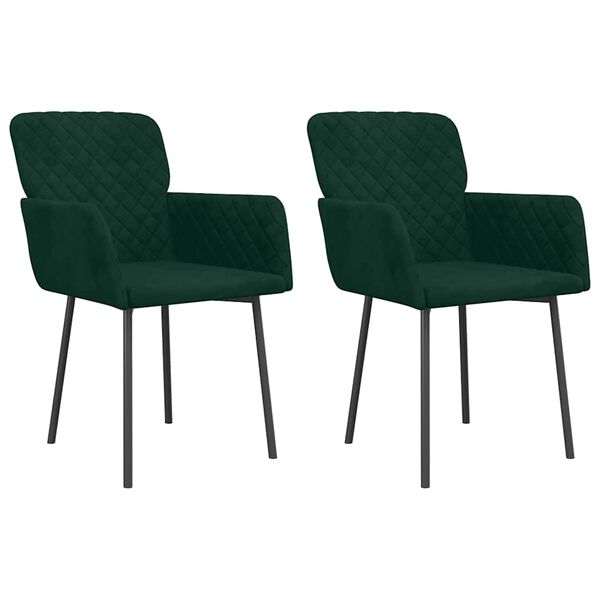 vidaXL Sillas de comedor 2 unidades terciopelo verde oscuro